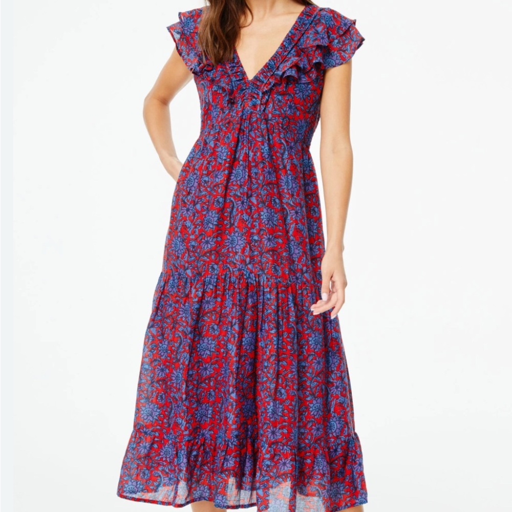 NEW Roller Rabbit Lorine Ondine Midi Ruffle Dress
